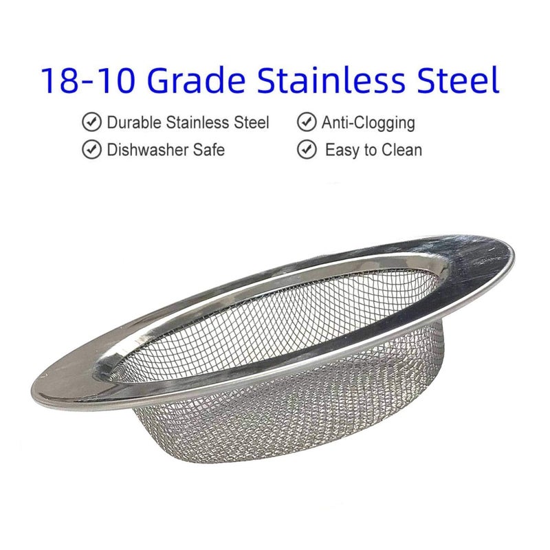 YouYou 2 Pack 4.5" Kitchen Sink Drain Strainers, Stainless Steel Drain Cover with Anti Clogging Mesh, Thicken Edge - Image 3